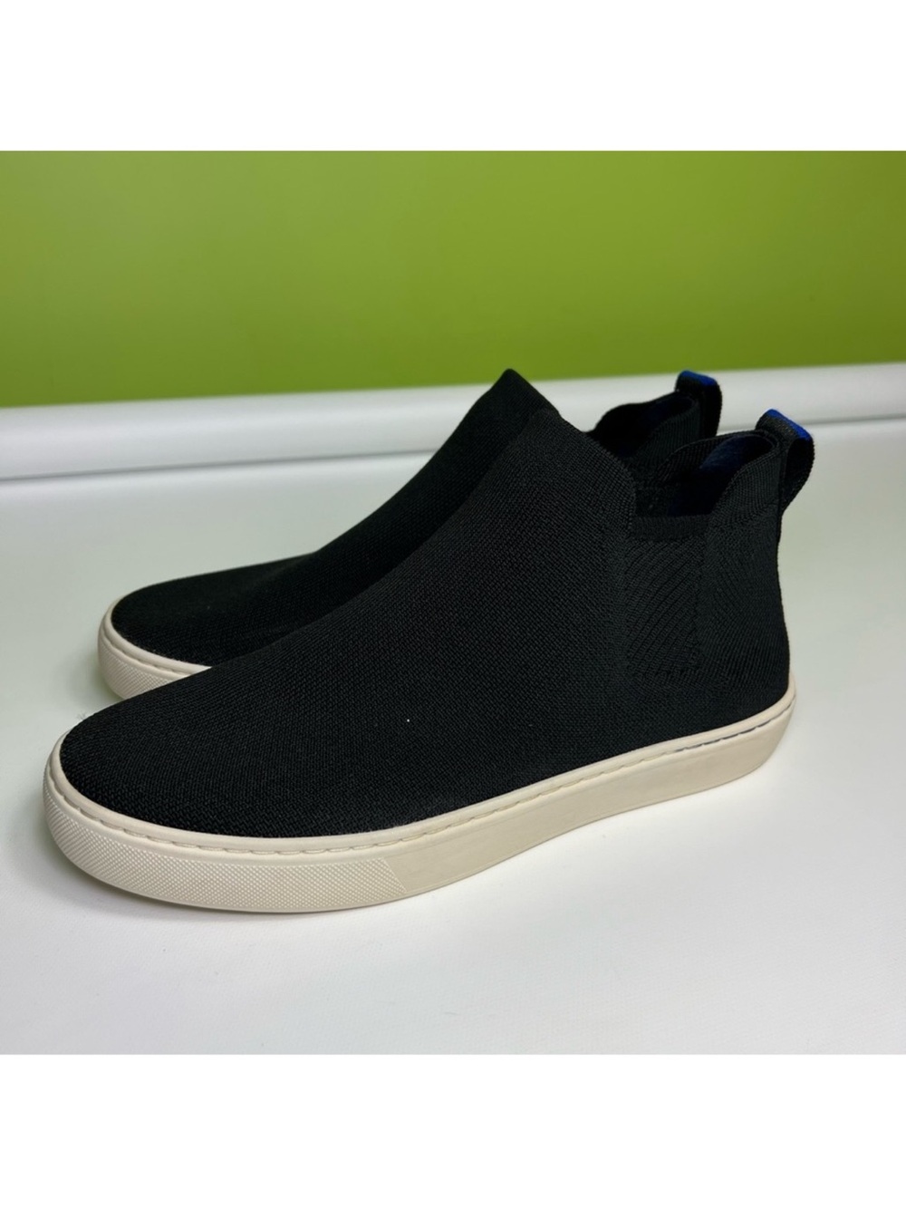Rothy's The Chelsea Boot Knit Black High Top Knit Pull On Sneaker size 8.5